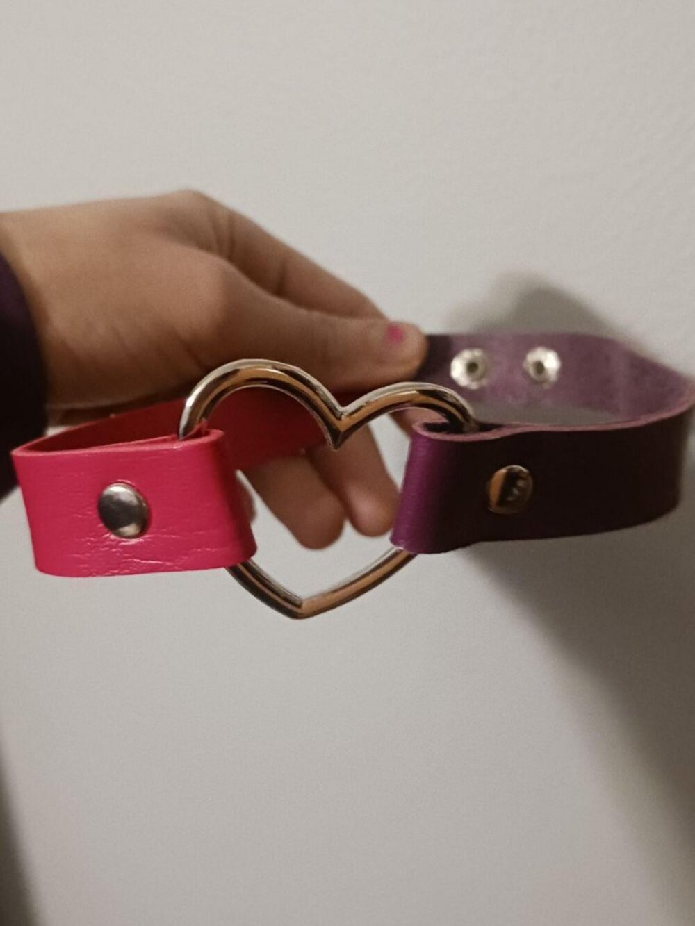 Purple Pink Gothic Heart Ring Choker Necklace Alt Y2K Sissy Collar